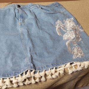 Embellished Denim Skirt